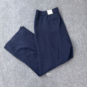 Talbots Pants Womens 16W Navy Blue Wide Leg Easy Travel High Waist Lined NEW